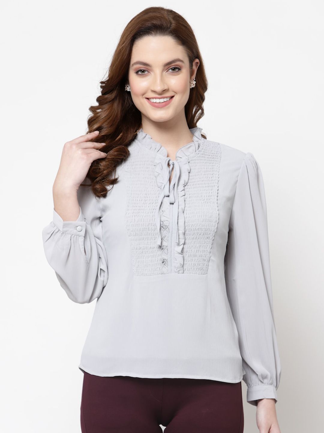 Mafadeny Tie-Up Neck Chiffon Top Price in India