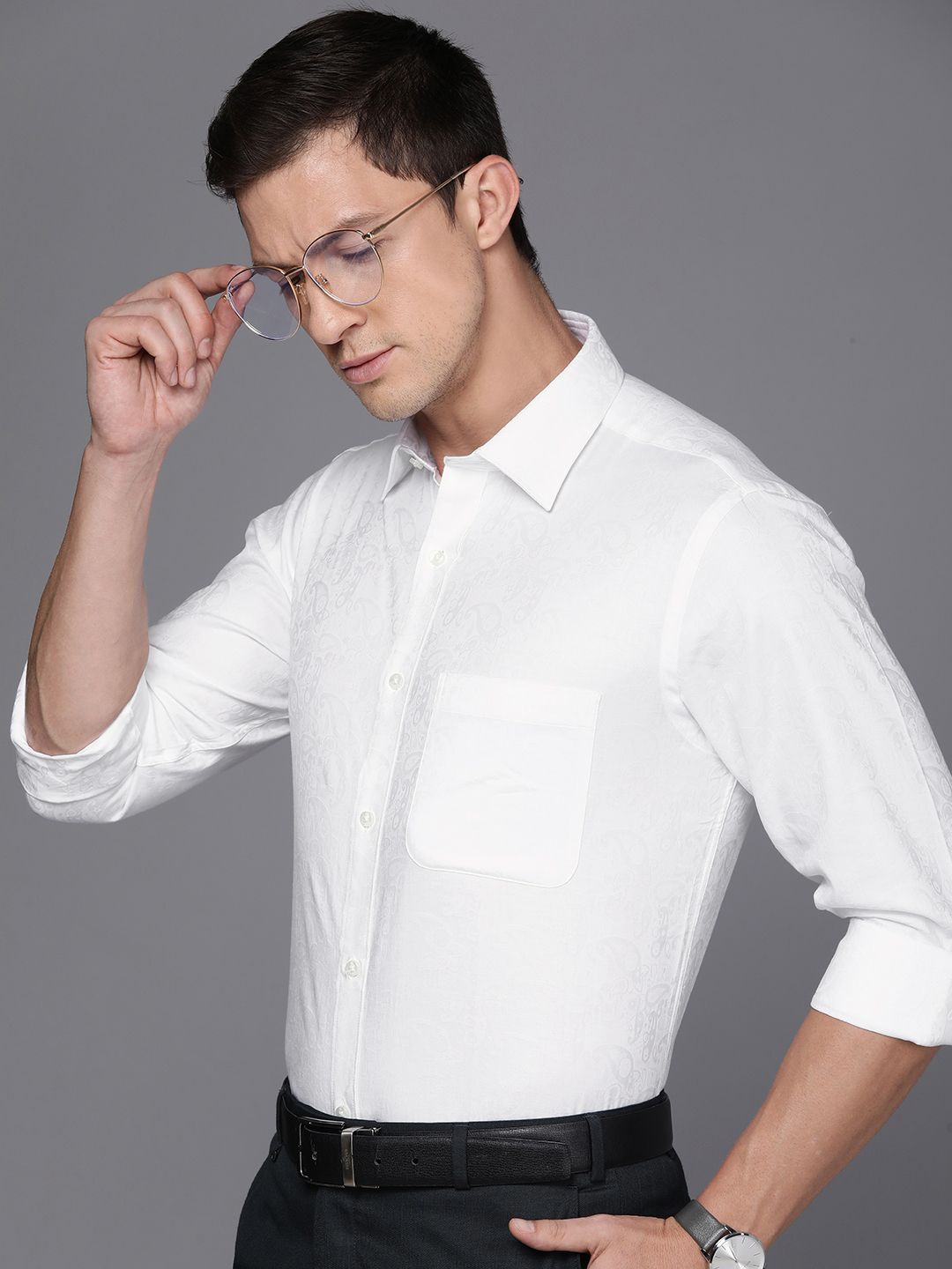 Raymond Men Pure Cotton Slim Fit Opaque Formal Shirt