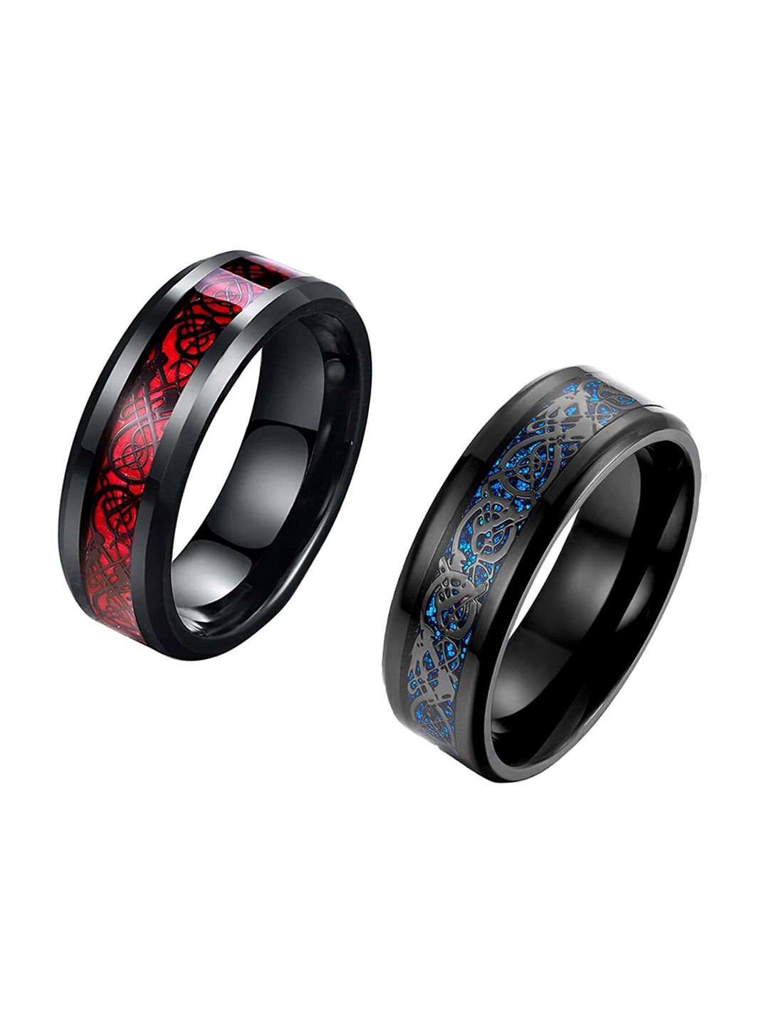 Buy Yellow Chimes Men Set of 2 Stainless Steel Celtic Finger Rings