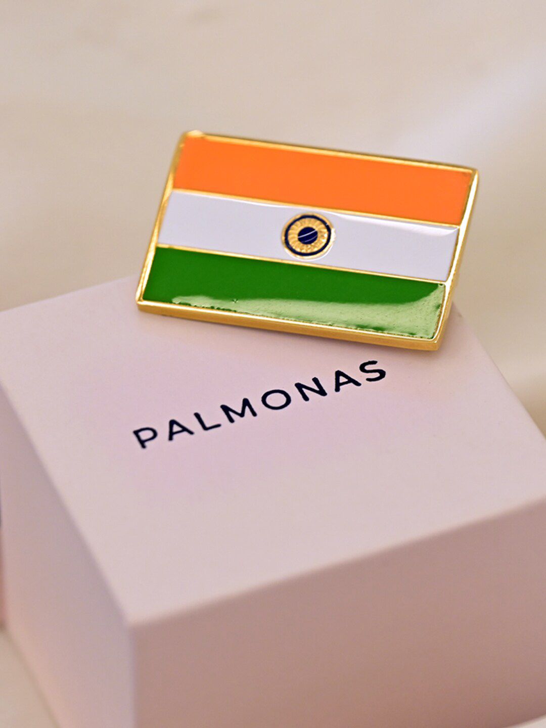 PALMONAS 18k Gold Plated Indian Flag Lapel Pin deal from myntra