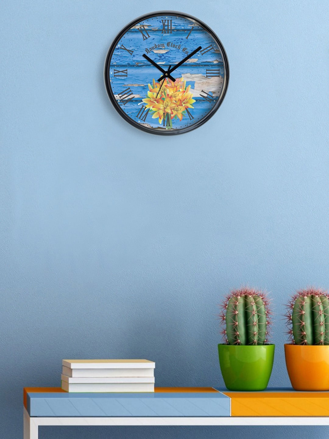 RANDOM Blue Printed Analogue 30.5 cm Wall Clock Price in India