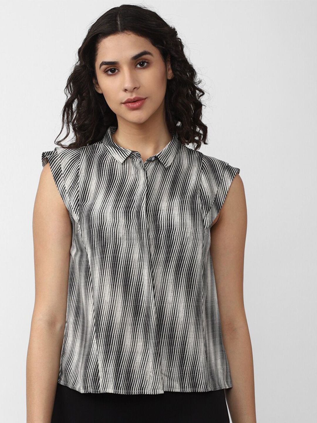 Van Heusen Woman Striped Shirt Style Pure Cotton Top Price in India