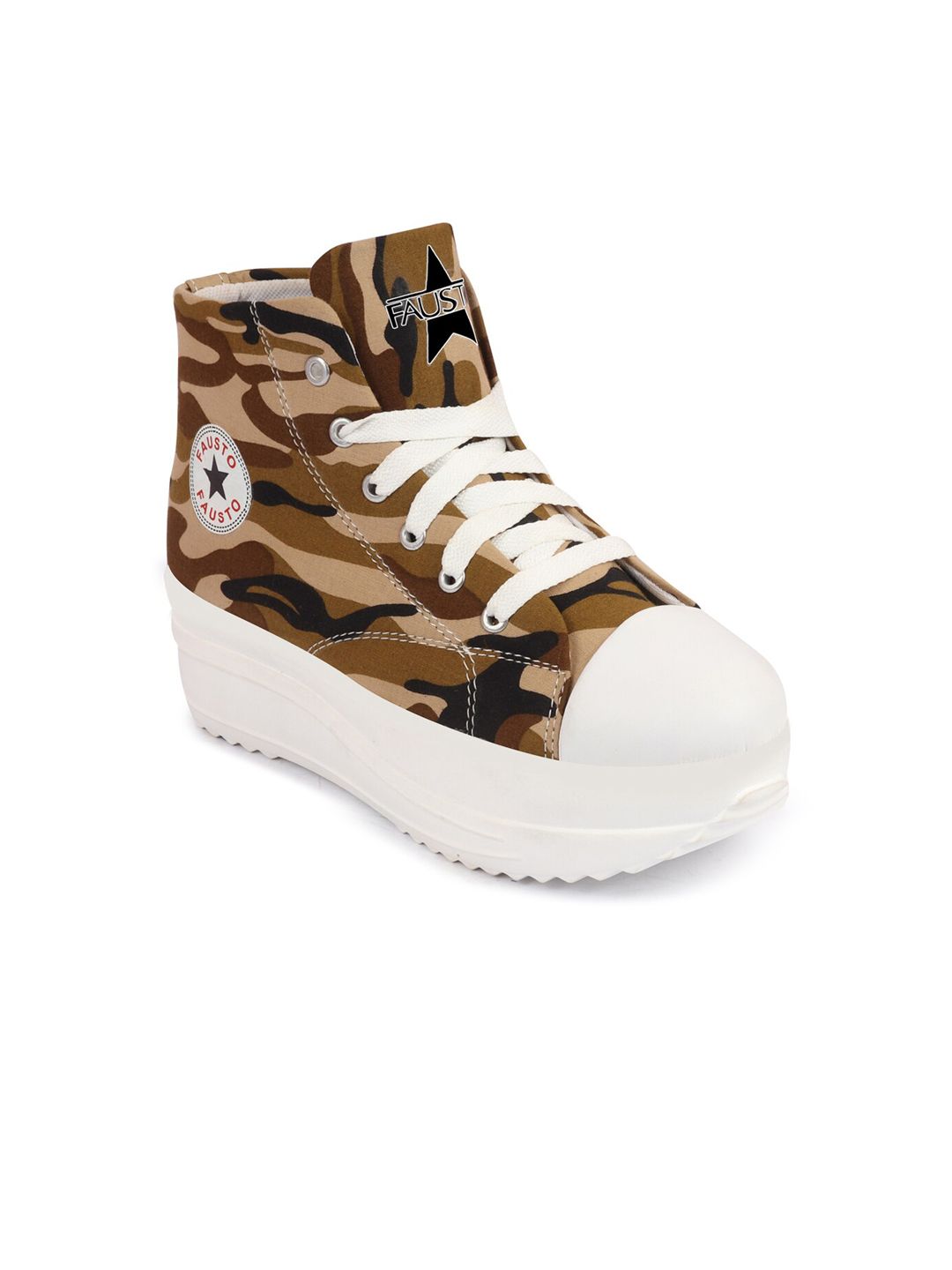 FAUSTO Women Printed Mid Top Lightweight Canvas Sneakers Price in India