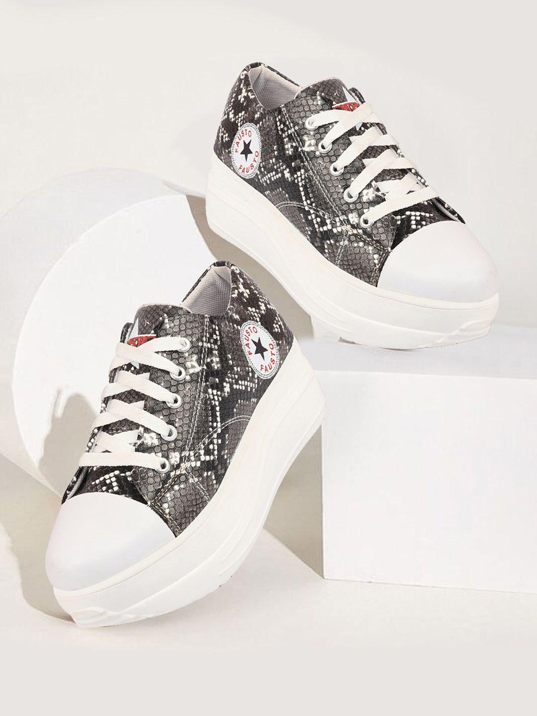 FAUSTO Women Printed Lightweight Canvas Sneakers