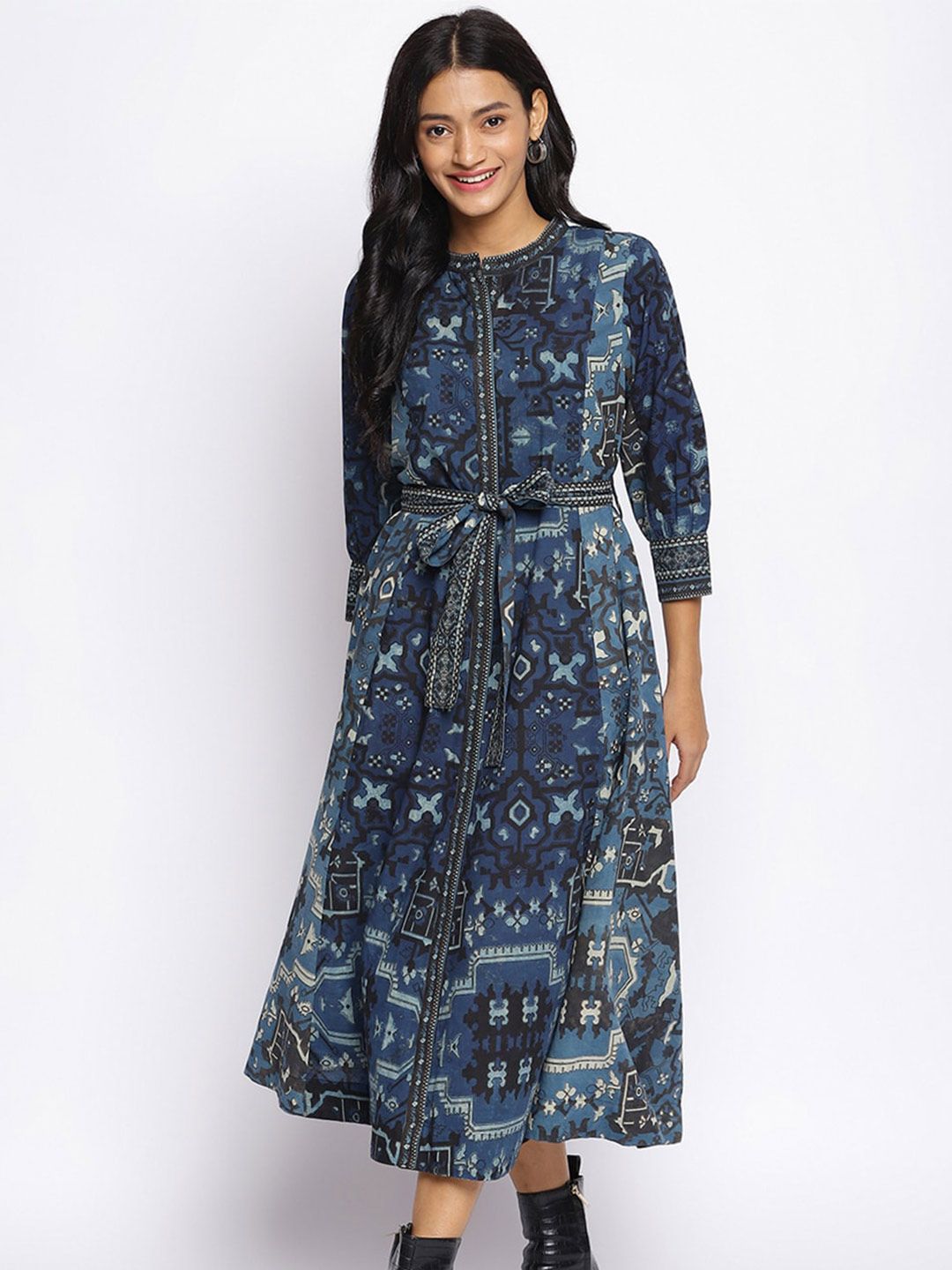 Fabindia A-Line Midi Cotton Dress Price in India