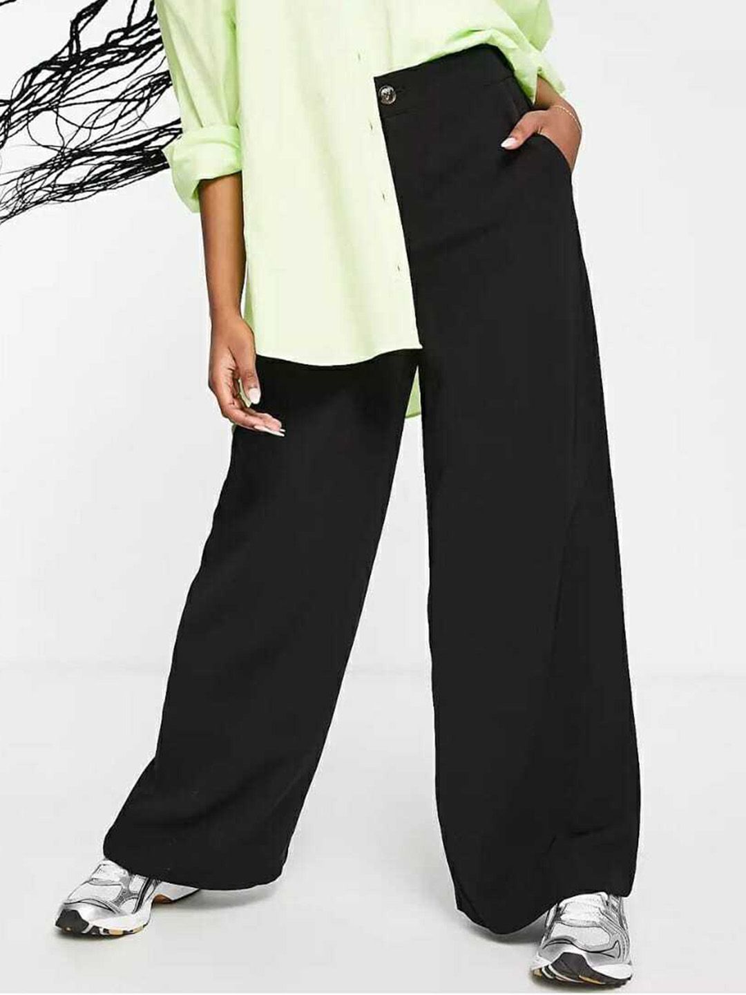 BROADSTAR Women Solid Loose Fit High-Rise Parallel Trousers Price in India
