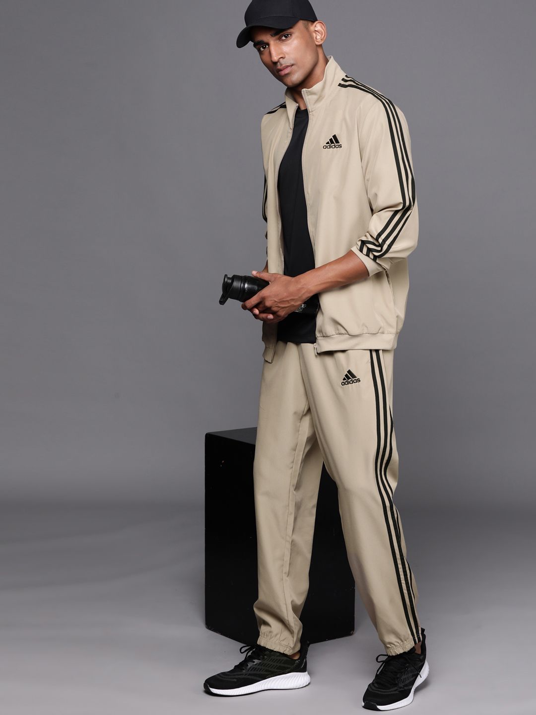 beige adidas tracksuit men's