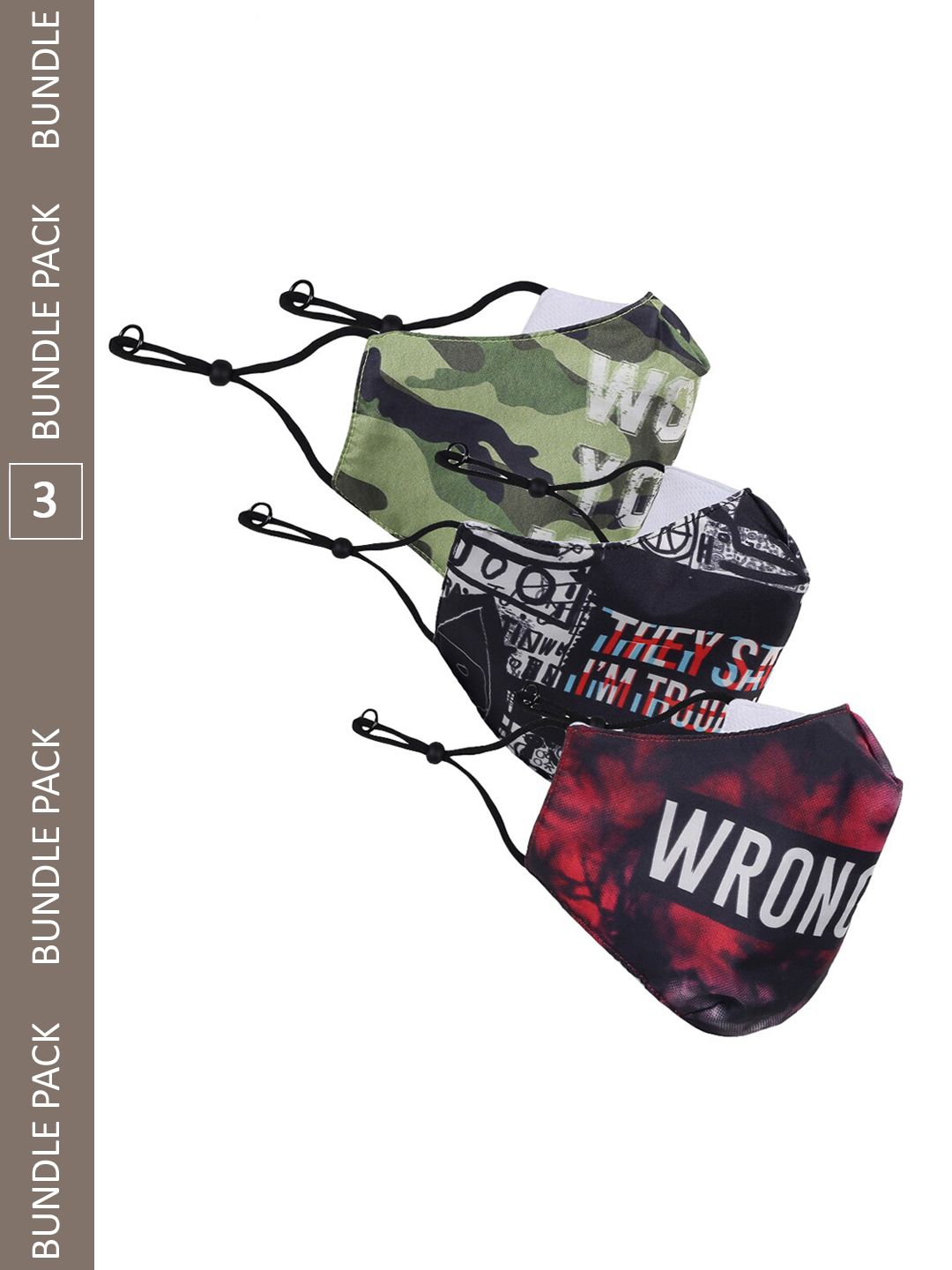 KULTPRIT Pack Of 3 Printed Pure Cotton Cloth Masks