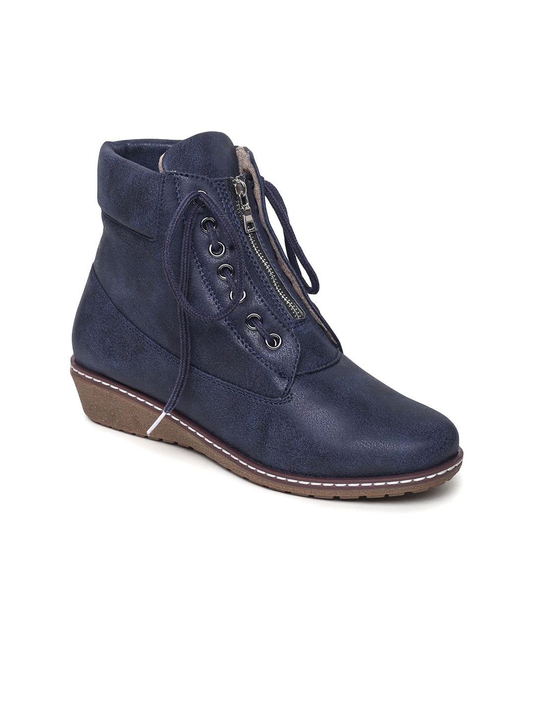 VALIOSAA Women Round-Toe Mid-Top Wedges Heel Boots