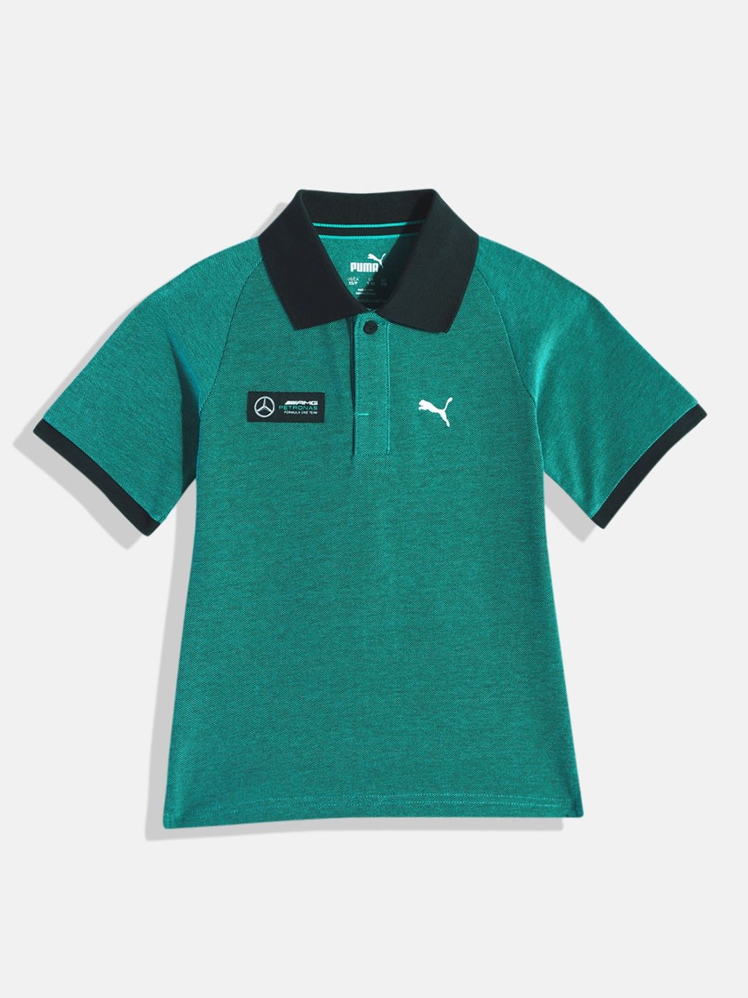 PUMA Motorsport Kids Mercedes AMG Petronas Regular Fit Pure Cotton Polo Collar T-shirt