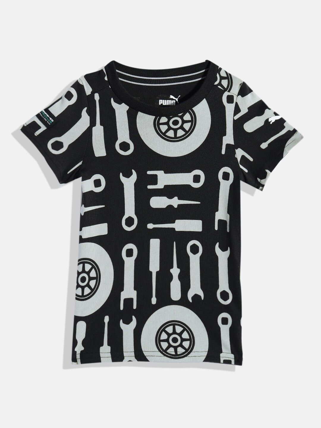 PUMA Motorsport Kids Mercedes AMG Petronas Printed Regular Fit Pure Cotton T-shirt
