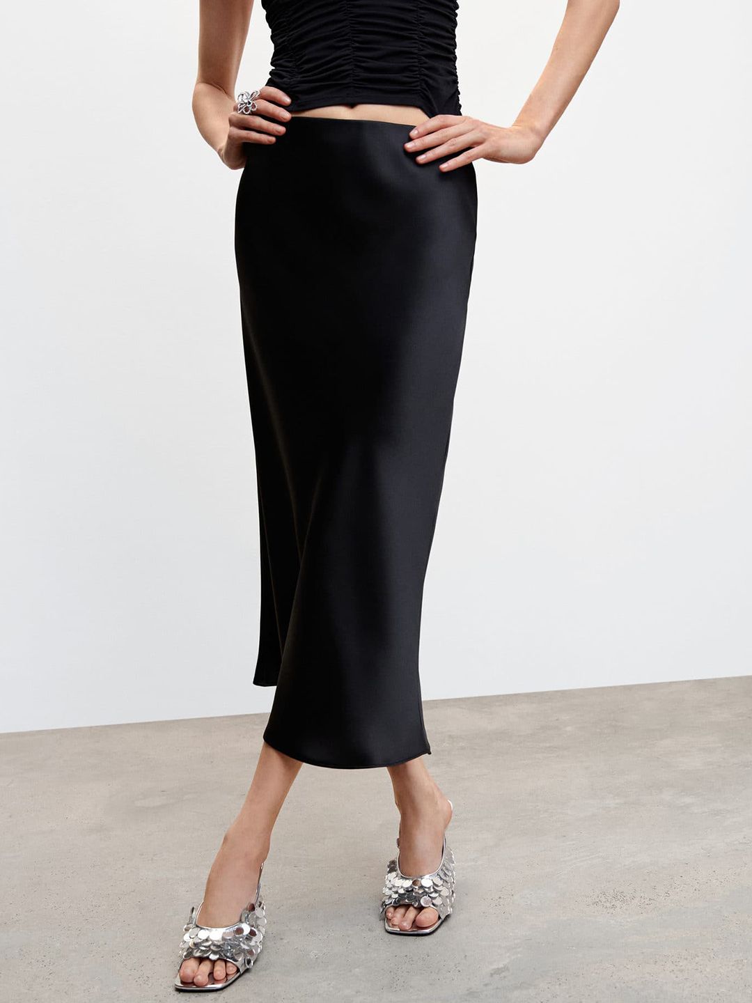 MANGO A-Line Midi Sustainable Satin Skirt Price in India