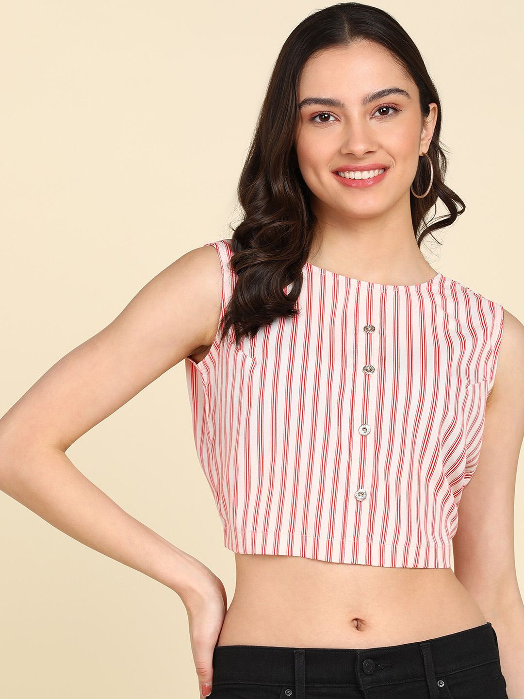 ZNX Clothing Striped Styled Back Crop Top Price in India