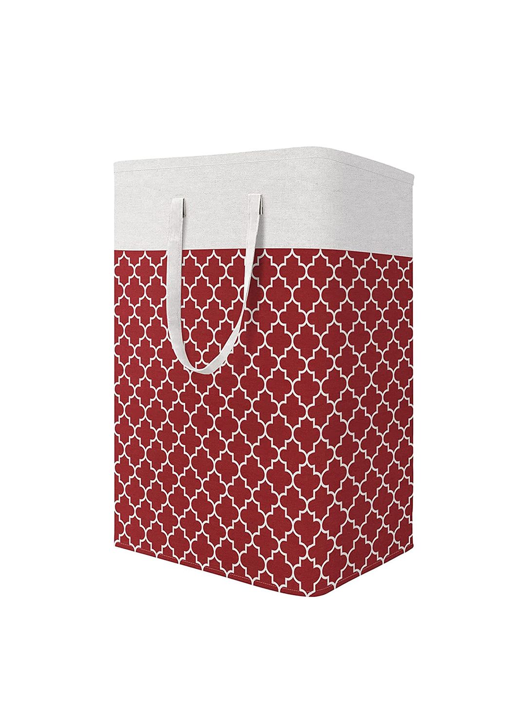 HOUSE OF QUIRK Red & White Collapsible Waterproof Large Laundry Bag with Handles 75L