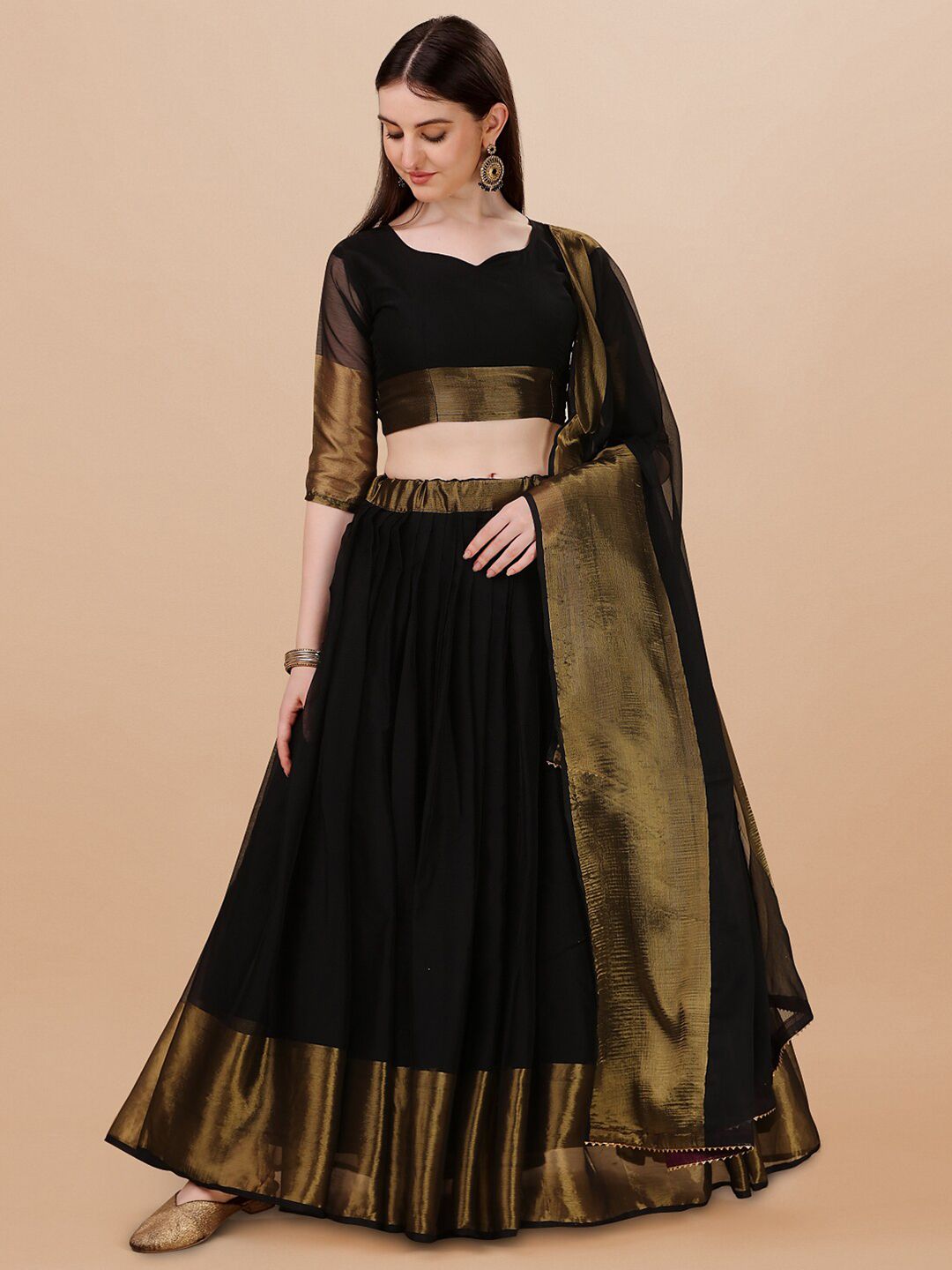 PMD Fashion Semi-Stitched Lehenga & Unstitched Blouse With Dupatta