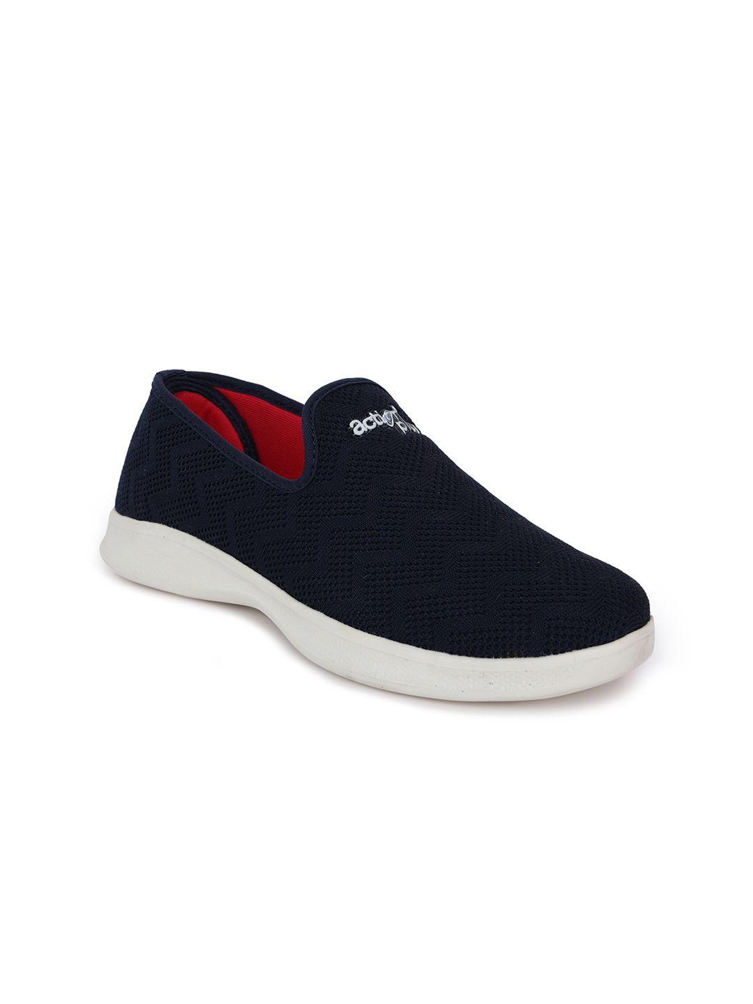 Action Plus Women Navy Blue Woven Design Slip-On Sneakers Price in India