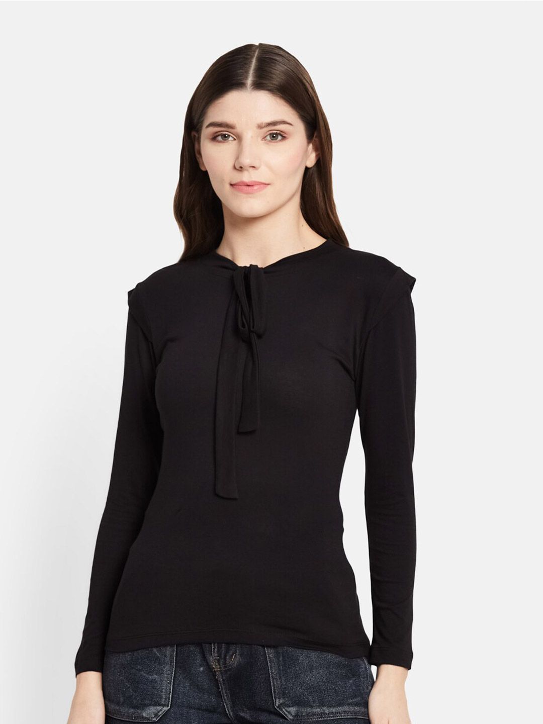 UNMADE Long Sleeves Tie-Up Neck Top Price in India