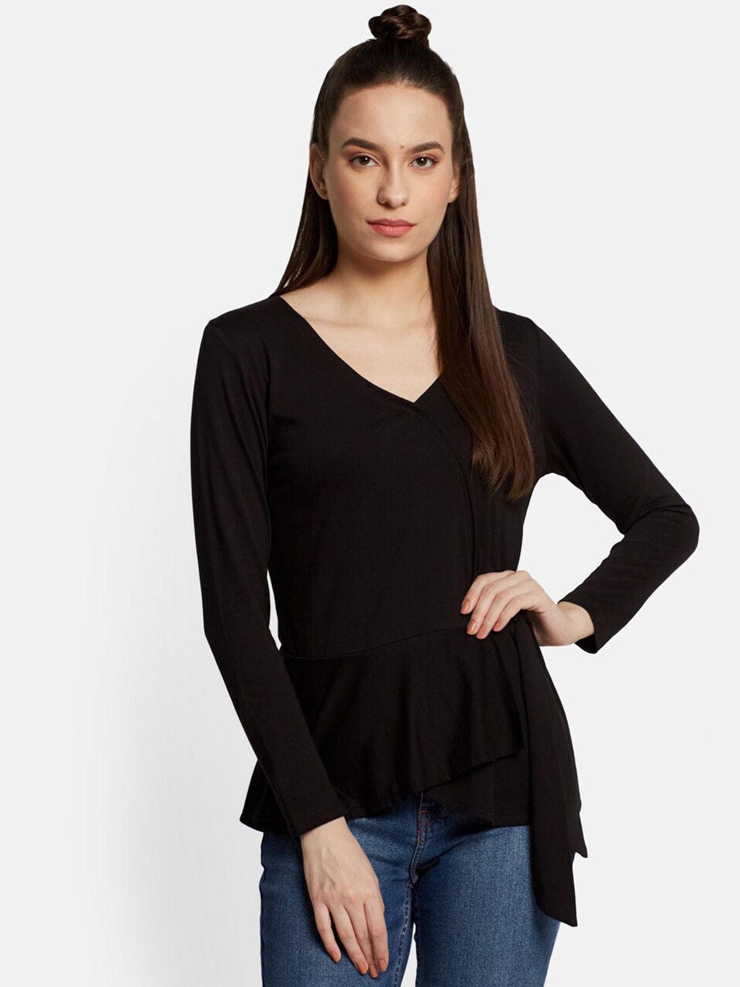 UNMADE Long Sleeves V-Neck Wrap Top Price in India