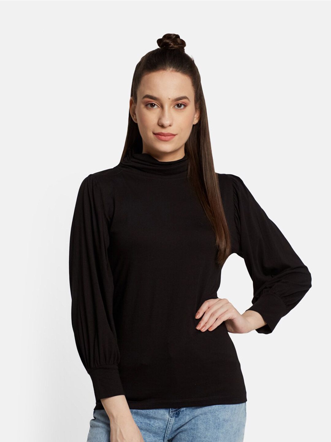 UNMADE Cowl Neck Cotton Top Price in India