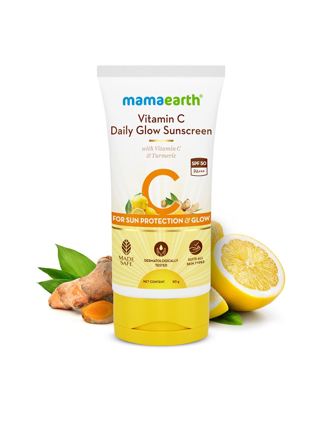 Mamaearth Vitamin C Daily Glow SPF50 Sunscreen with Turmeric for Sun Protection - 50g
