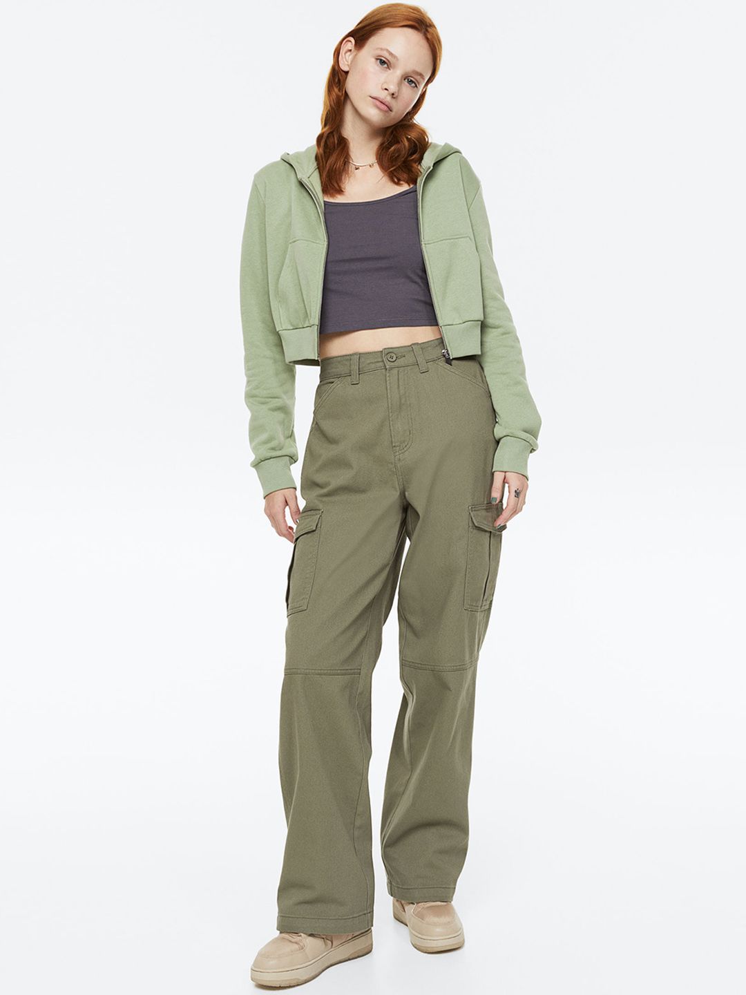 H&M Women Twill Cargo Trousers Price in India