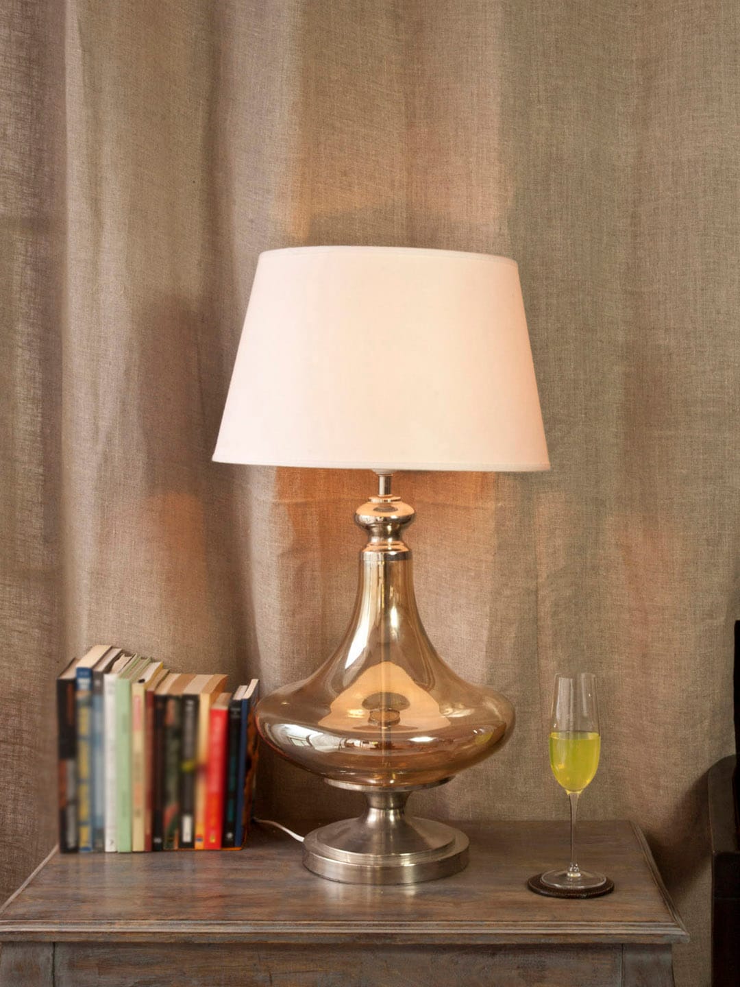 The Light Store Gold-Toned Frustum Bedside Standard Bedside Standard Table Lamp Price in India