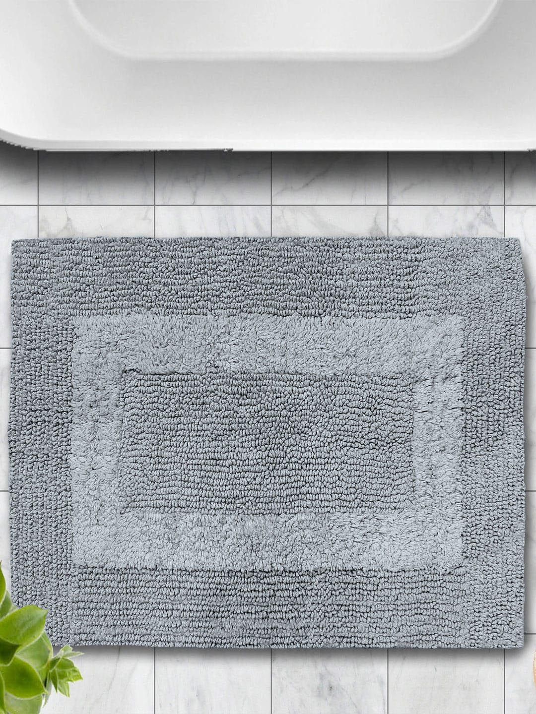 LUXEHOME INTERNATIONAL Paris Grey 2800 GSM Reversible Pure Cotton Bath Rug