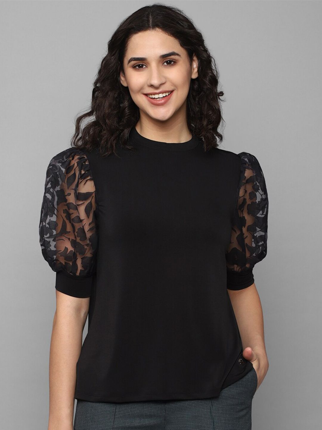 Allen Solly High Neck Puff Sleeve Top Price in India