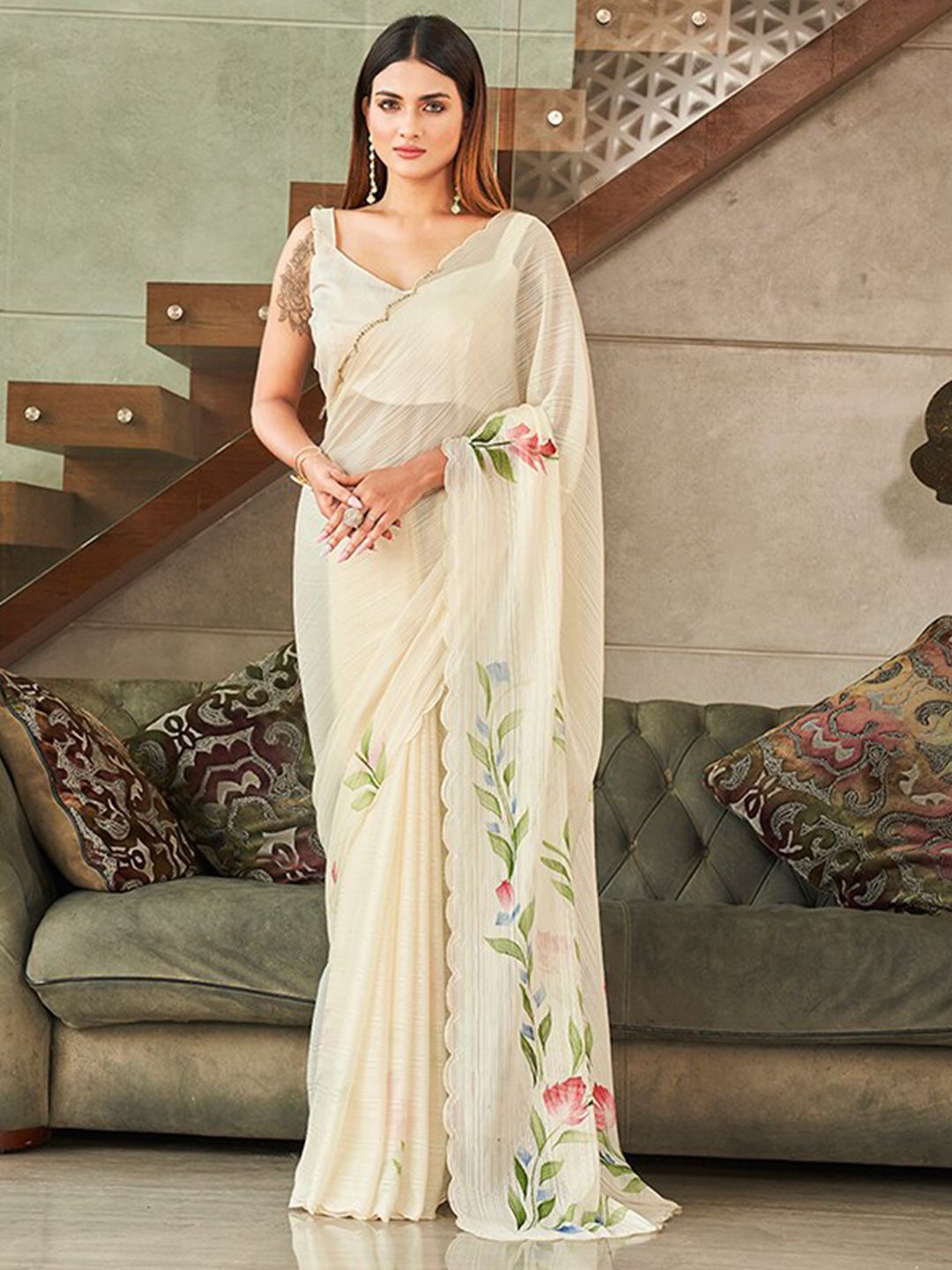 Tikhi Imli Embellished Floral Saree Price in India