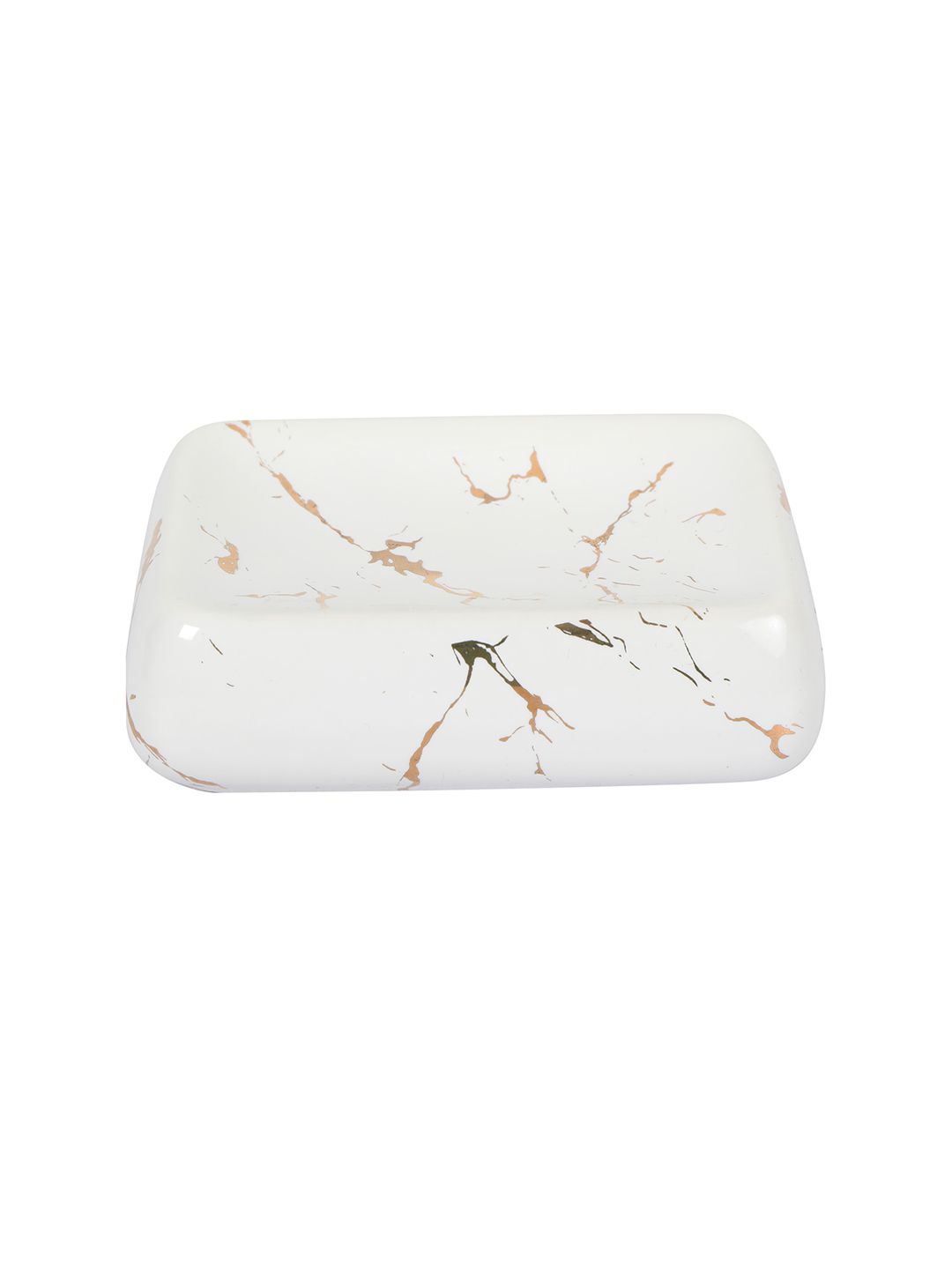 FabSeasons White Abstract Italian Marble Look Ceramic Soap Holder