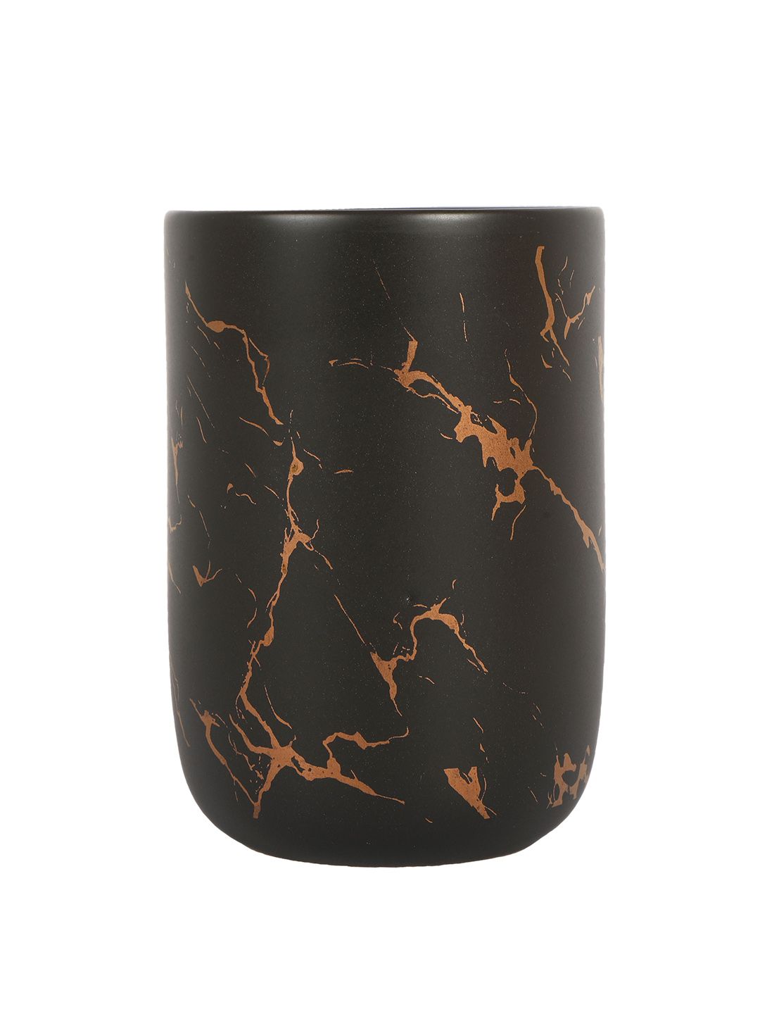 FabSeasons Black Italian Marble Pattern Ceramic Toothbrush Holder