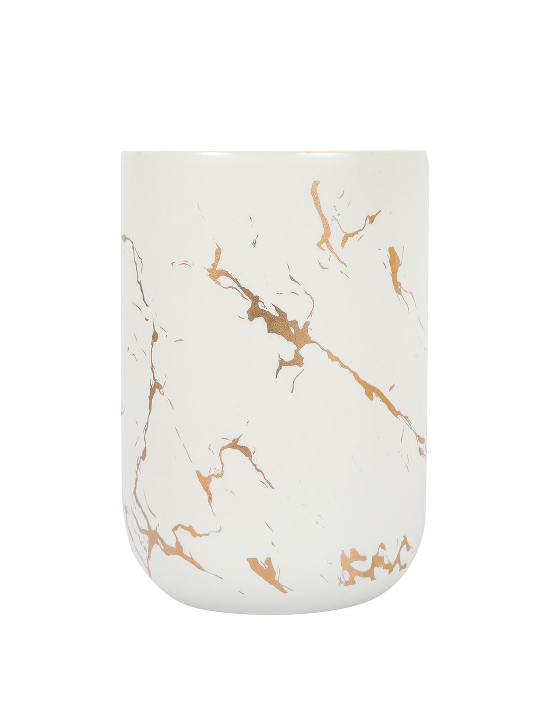 FabSeasons White Italian Marble Design Ceramic Toothbrush Holder