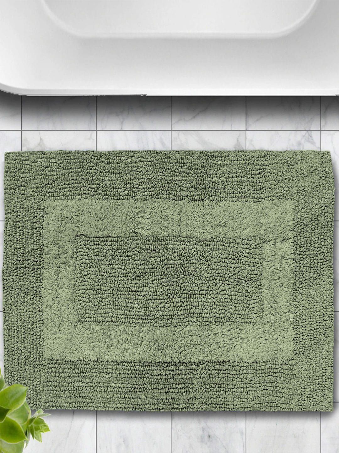 LUXEHOME INTERNATIONAL Paris Green 2800 GSM Pure Cotton Quick Dry Reversible Bath Rug
