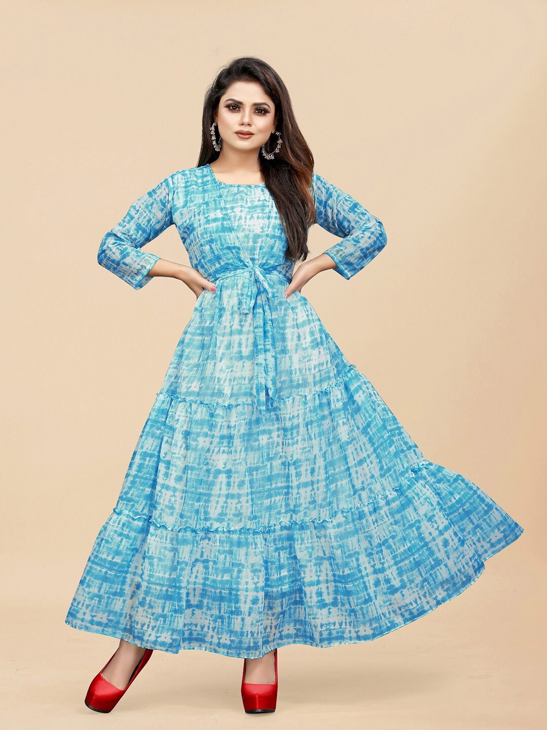 APNISHA Georgette Printed Maxi Dress Price in India
