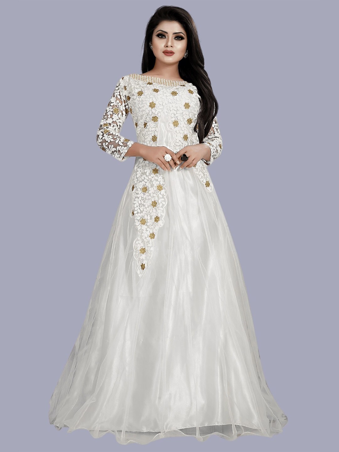 APNISHA Floral Net Ethnic Maxi Dress Price in India