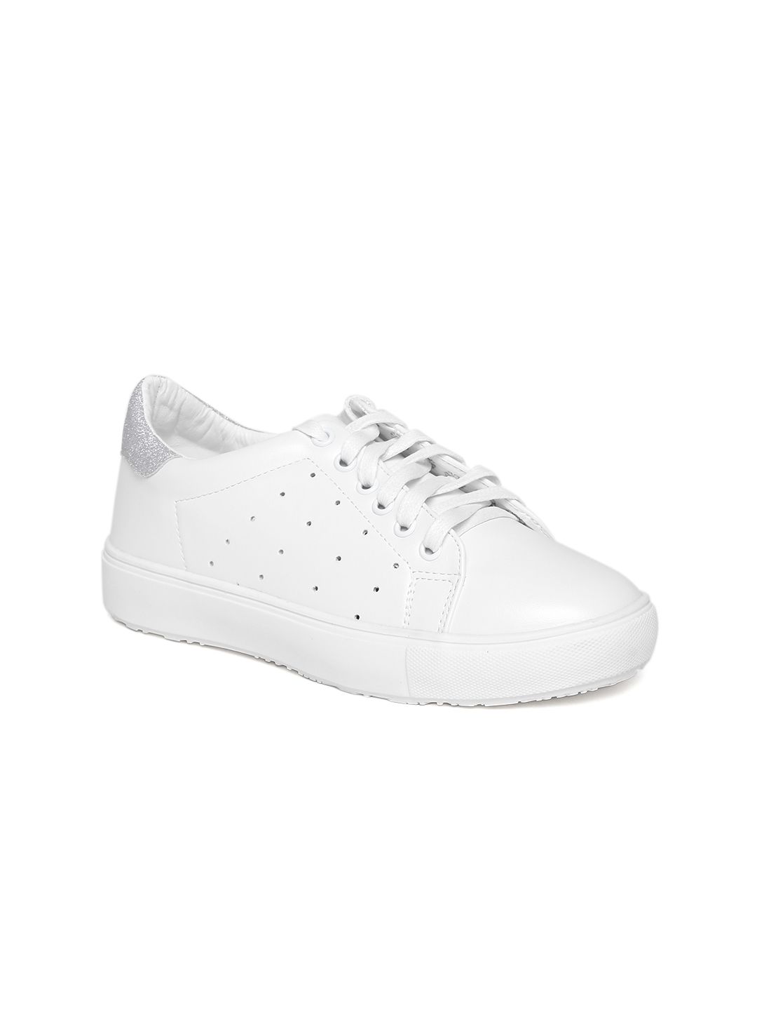 red pout Women White Perforated Sneakers Price in India