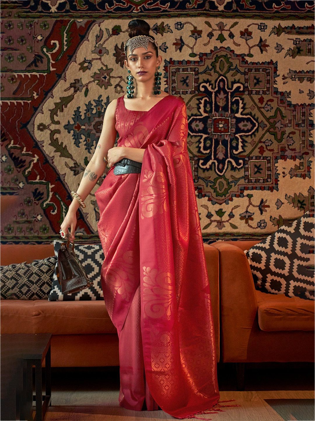 MOKSHA DESIGNS Woven Design Zari Pure Silk Saree Price in India