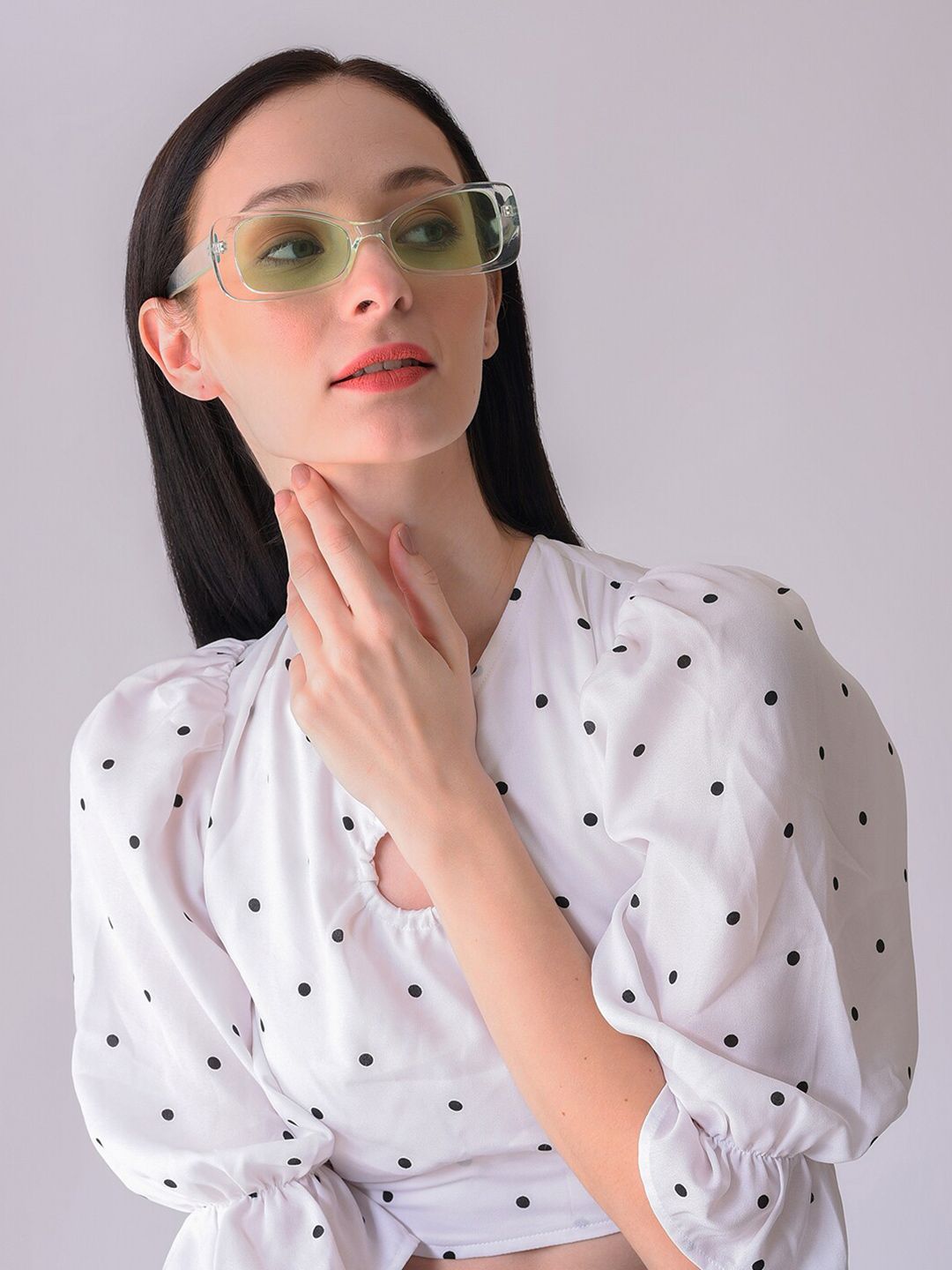 HAUTE SAUCE by  Campus Sutra Women Clear Lens & Green Cateye Sunglasses