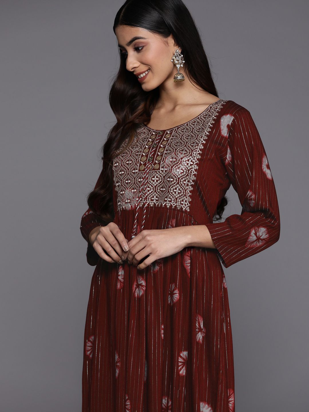 Libas Embroidered Maxi Ethnic Fit & Flare Dress Price in India