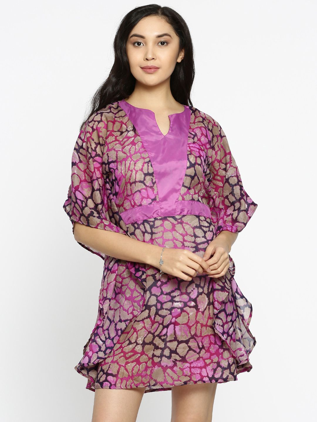 The Kaftan Company Magenta Printed Cover-Up Dress RW_VS_CAPRI09 Price in India