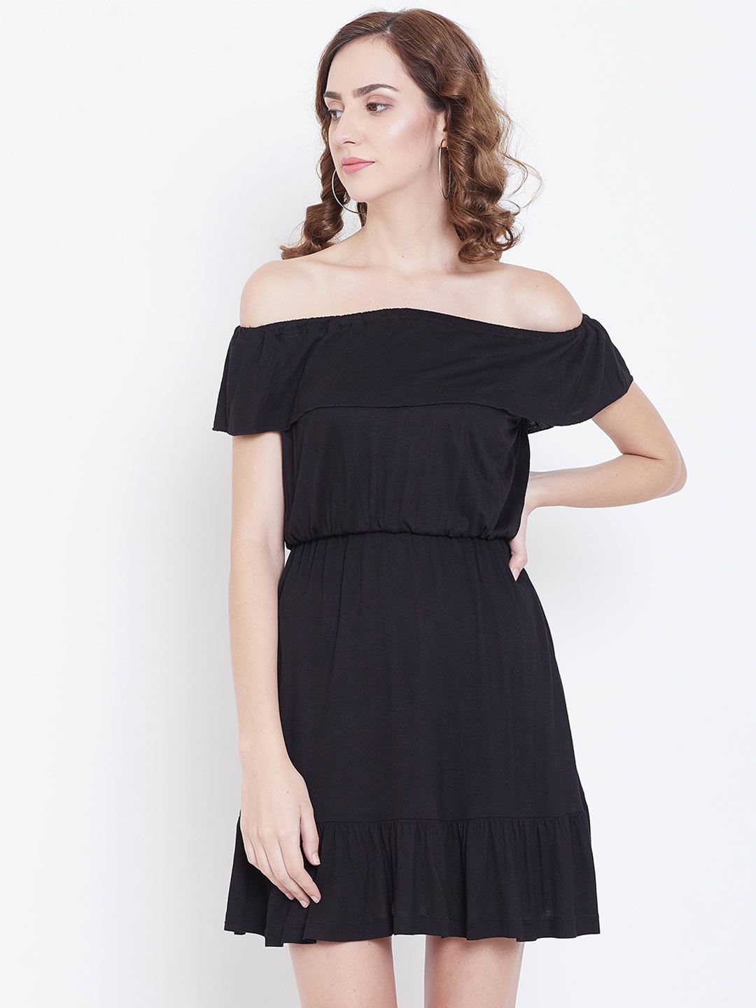 Marie Claire Women Black Solid Off-Shoulder Maxi Dress