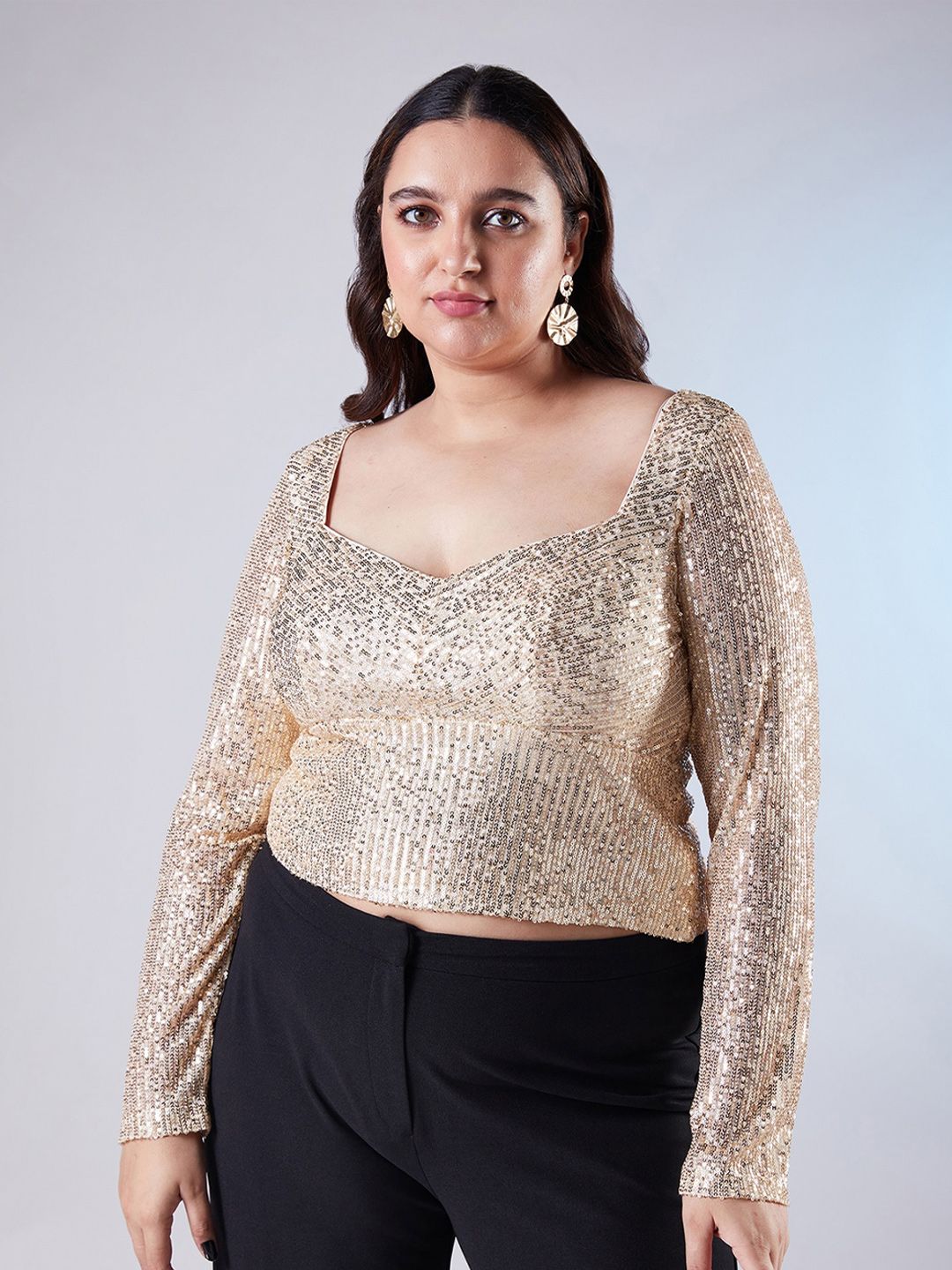 20Dresses Plus Size Embellished Sweetheart Neck Crop Top Price in India