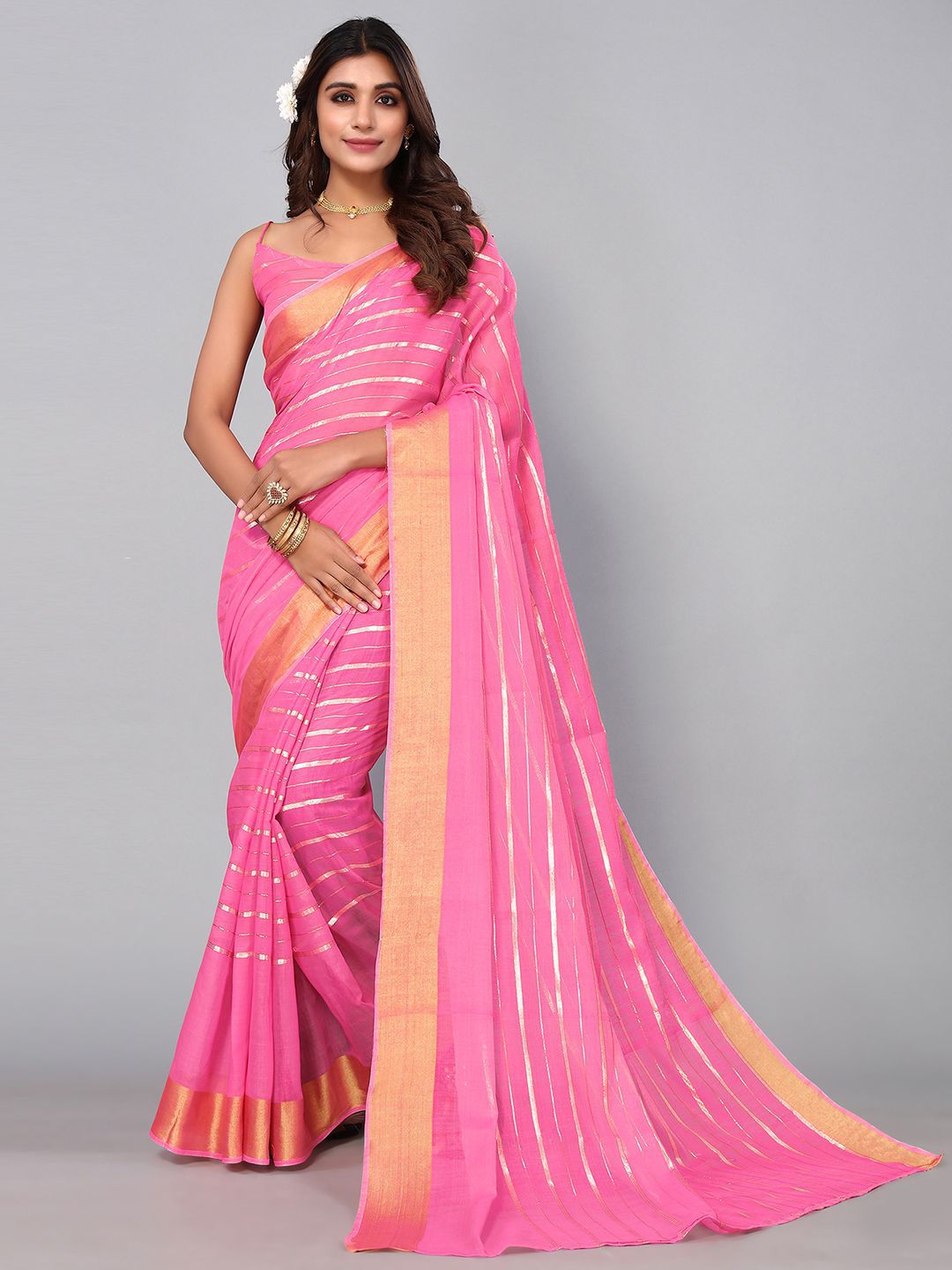 KALINI Striped Zari Saree Price in India