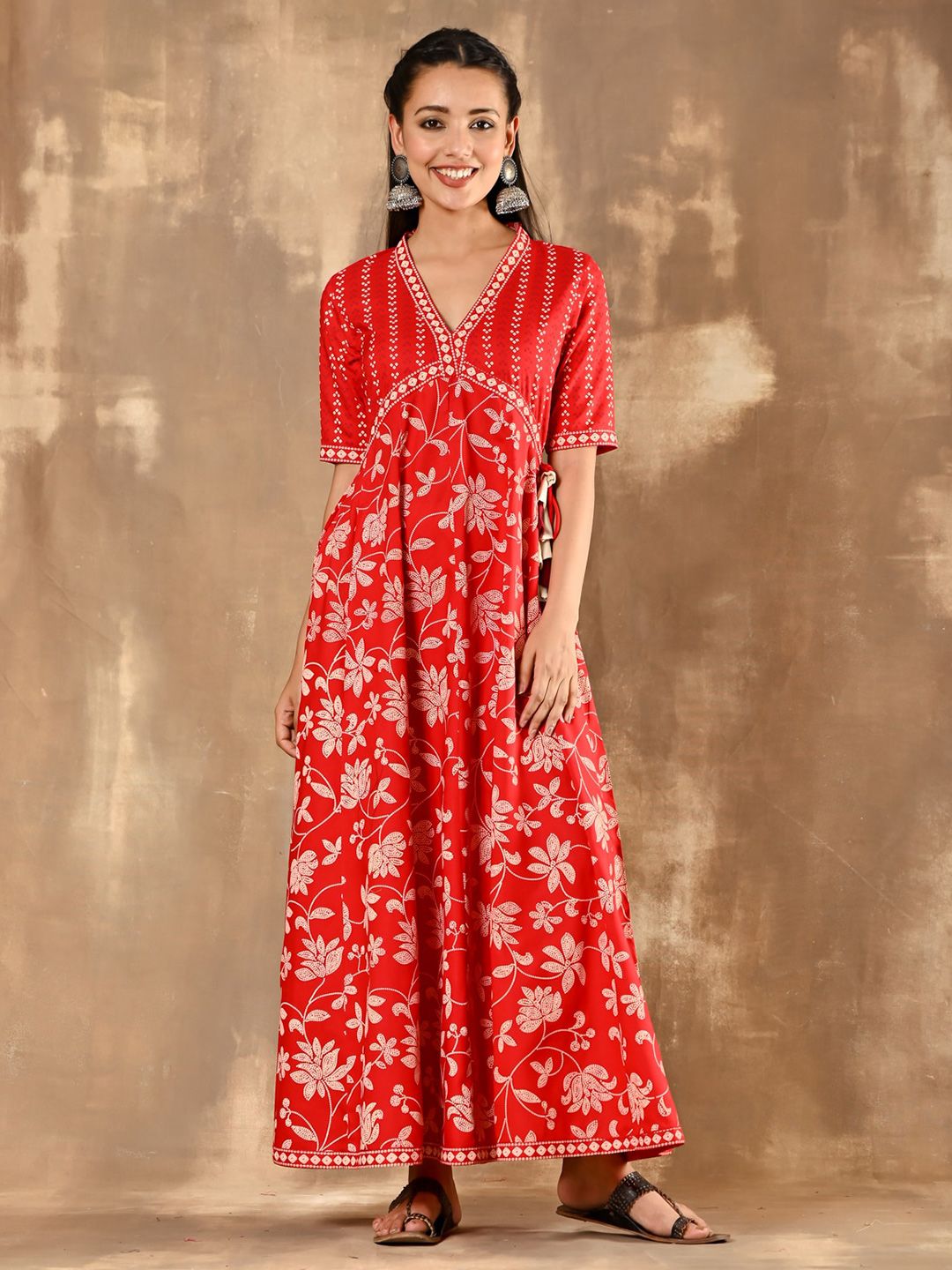 Rustorange Red Maxi Maxi Dress Price in India
