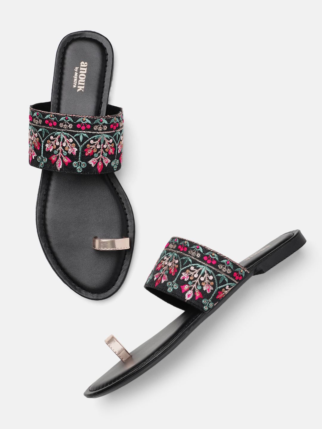 Anouk Women Embroidered One Toe Flats Price in India