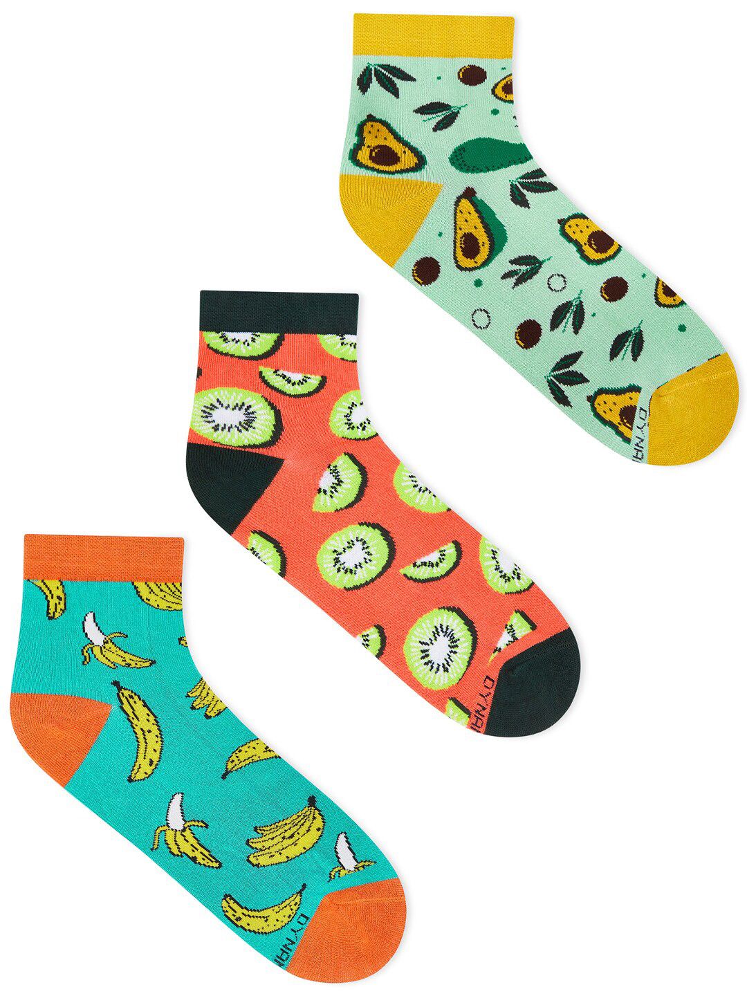 Dynamocks Pack Of 3 Cotton Printed Ankle-Length Socks