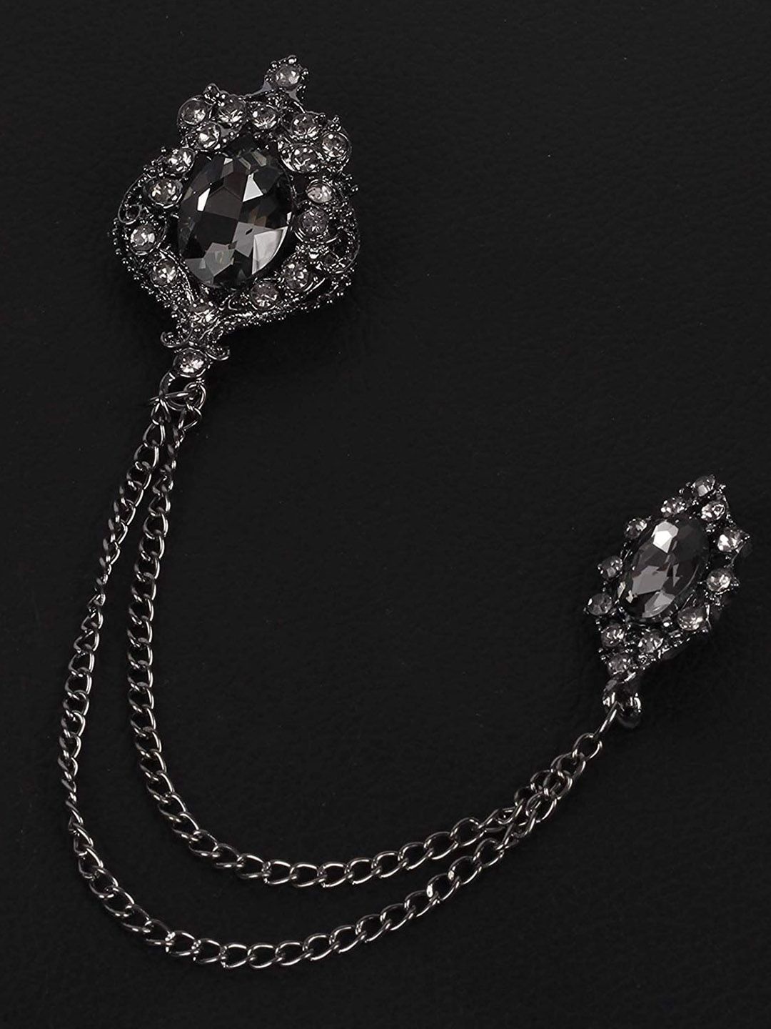 Mahi Mahi Men Studded Double Chain Brooch