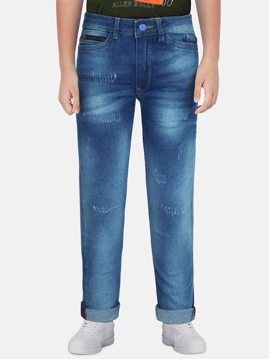 Allen Solly Junior Boys Skinny Fit Mildly Distressed Stretchable Jeans