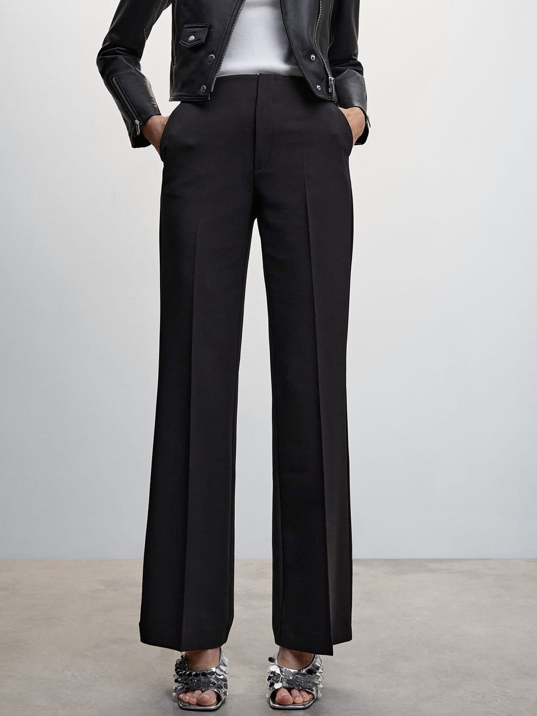 MANGO Women Solid Trousers Price in India