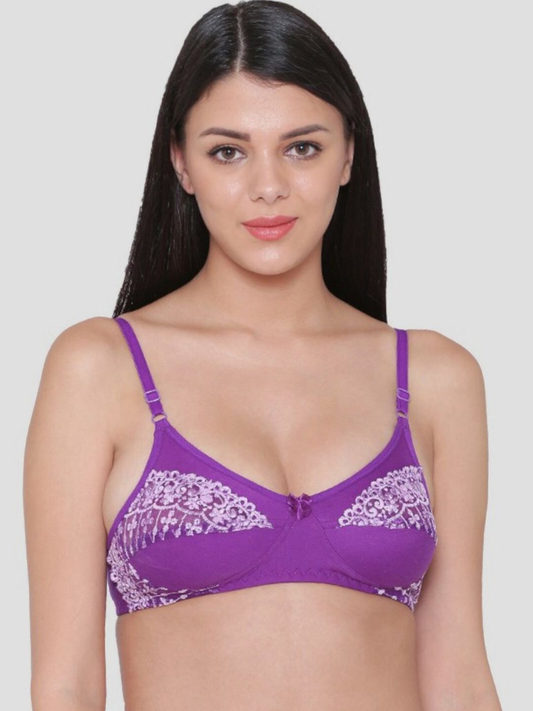 Buy N-Gal N-Gal Non-Padded Non-Wired Anti-Odour Floral Lace Bra  NTBR05-Purple at Redfynd